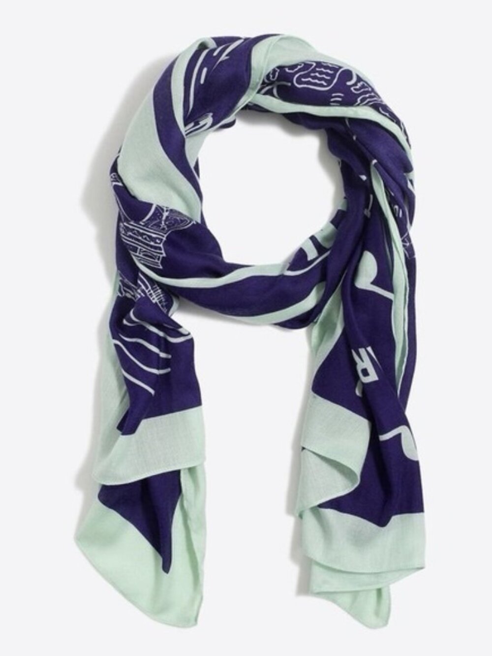 NWT J.Crew Factory Manhattan New York NY City Scarf Purple & Mint